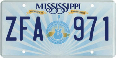MS license plate ZFA971