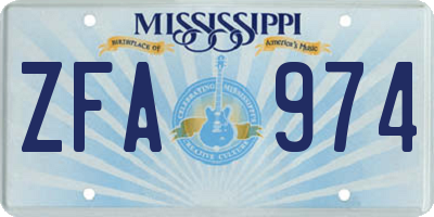 MS license plate ZFA974