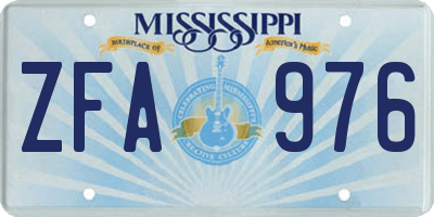 MS license plate ZFA976