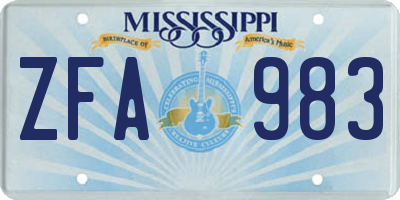MS license plate ZFA983