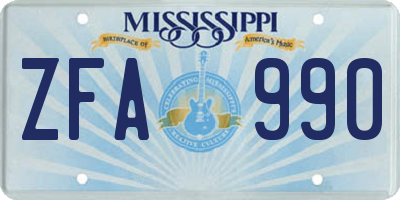 MS license plate ZFA990