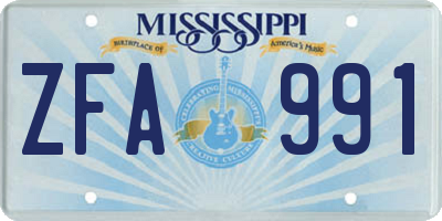 MS license plate ZFA991