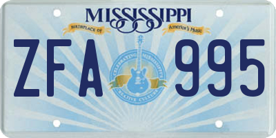 MS license plate ZFA995