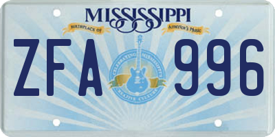 MS license plate ZFA996