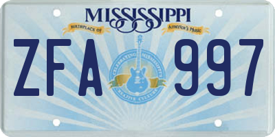 MS license plate ZFA997