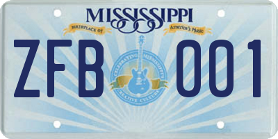 MS license plate ZFB001