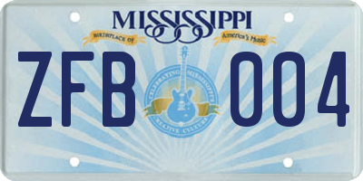 MS license plate ZFB004