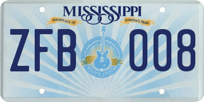 MS license plate ZFB008