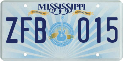 MS license plate ZFB015