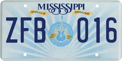 MS license plate ZFB016