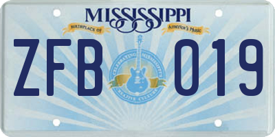 MS license plate ZFB019