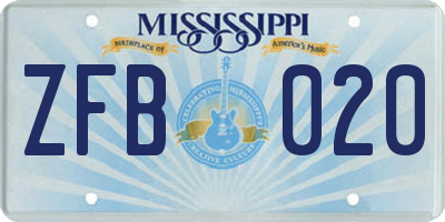 MS license plate ZFB020