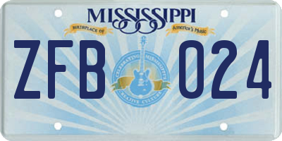 MS license plate ZFB024