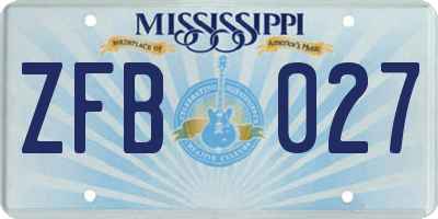 MS license plate ZFB027