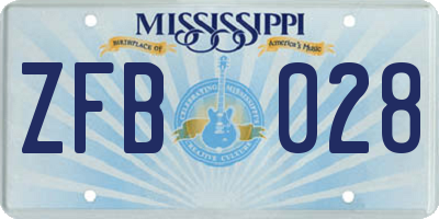 MS license plate ZFB028