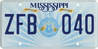 MS license plate ZFB040