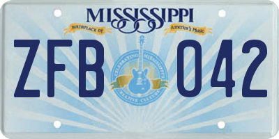 MS license plate ZFB042