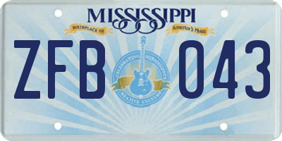 MS license plate ZFB043