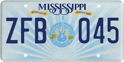 MS license plate ZFB045