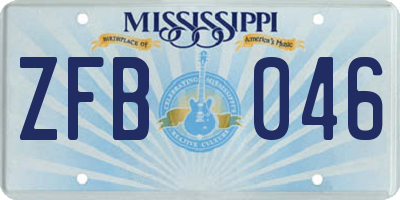 MS license plate ZFB046