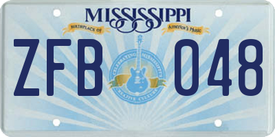 MS license plate ZFB048