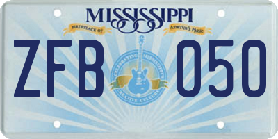 MS license plate ZFB050