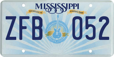 MS license plate ZFB052