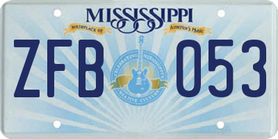 MS license plate ZFB053