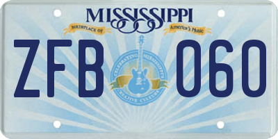 MS license plate ZFB060