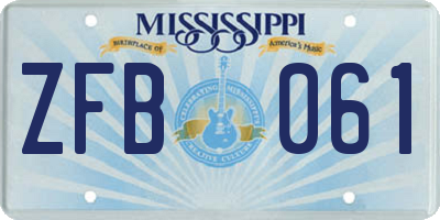 MS license plate ZFB061