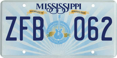 MS license plate ZFB062