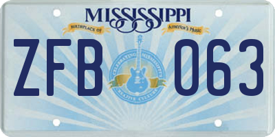 MS license plate ZFB063