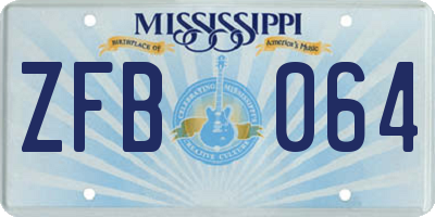 MS license plate ZFB064