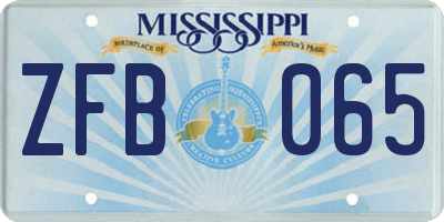 MS license plate ZFB065
