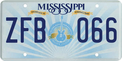 MS license plate ZFB066