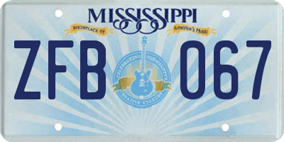 MS license plate ZFB067
