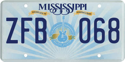 MS license plate ZFB068