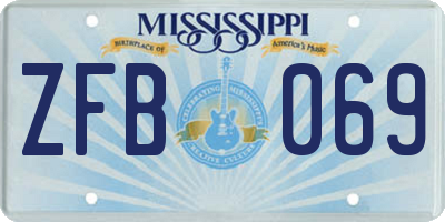 MS license plate ZFB069