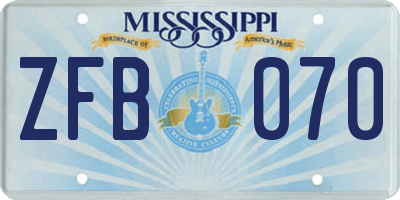 MS license plate ZFB070