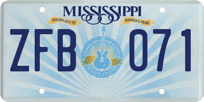 MS license plate ZFB071