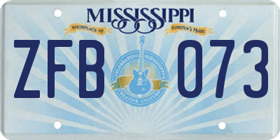 MS license plate ZFB073