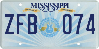 MS license plate ZFB074