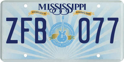 MS license plate ZFB077