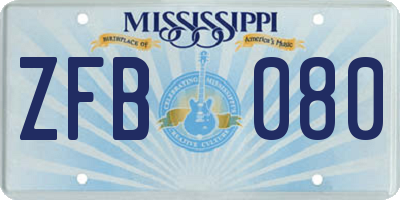 MS license plate ZFB080