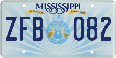 MS license plate ZFB082