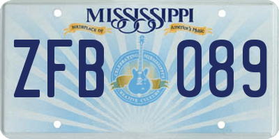 MS license plate ZFB089