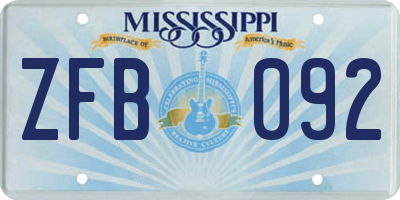 MS license plate ZFB092