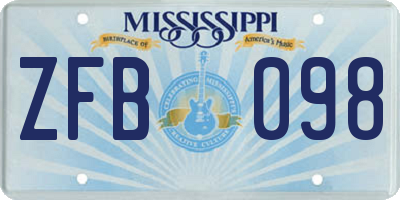 MS license plate ZFB098