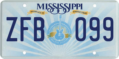 MS license plate ZFB099
