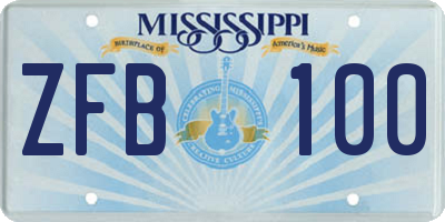 MS license plate ZFB100